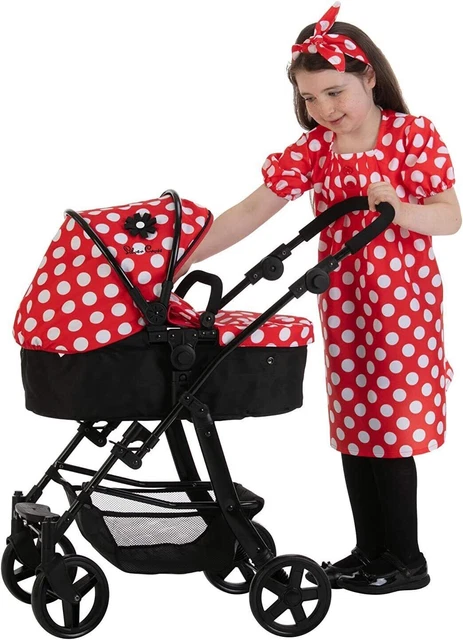 Silver Cross Pioneer 5 in 1 Dolls Pram. Age 4-8 Years- Limited Edition Red Polka