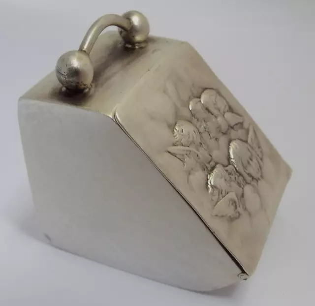 Beautiful Clean Condition Vintage Sterling Silver Novelty Coal Scuttle Pill Box