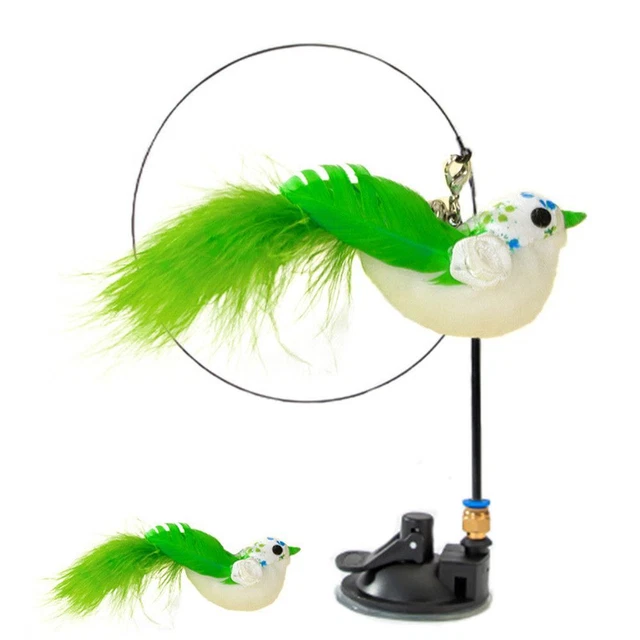 Furry Feather Bird Pet Cat Teaser Toys Simulation Bird with Bell Cat Stick Toy