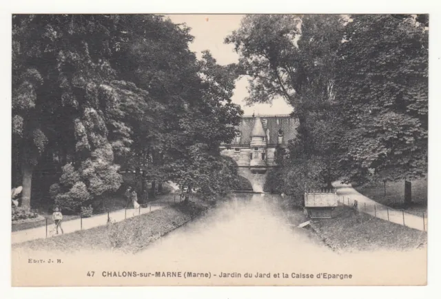 *** CHALONS-sur-MARNE (Marne)_ Jardin du Jardin et Caisse d'Epargne *** CPA 2023