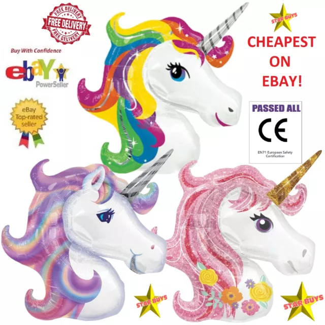 GIANT 1M+ Foil Unicorn Balloon Large Kids Birthday Party Helium Decoration UK *v