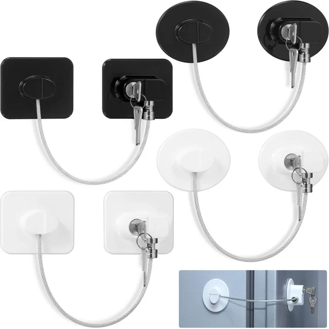 4 Pieces Fridge Lock Refrigerator Lock with 8 Key, Freezer Lock Child Safety