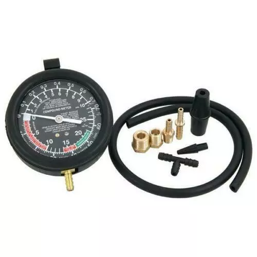 Vacuum & Fuel Pump Pressure Tester 80mm Gauge Carburetor Valve Tool Upto 10PSI 2