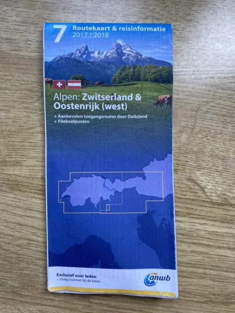 travel MAP Switzerland West-Austria Route road routekaart ANWB travel info