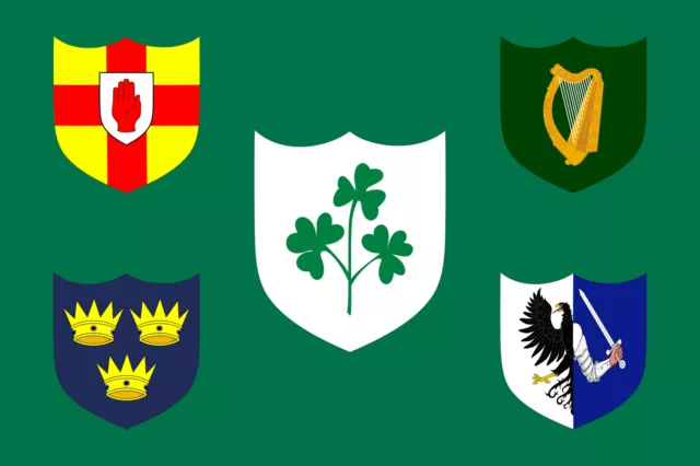 Ireland Rugby Flag - Large 5 x 3' - Irish 4 Provinces Crests 6 Nations