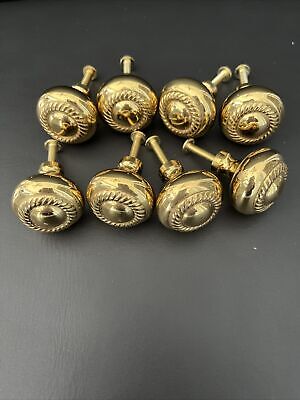 8 Cabinet Knobs Bright round shiny Brass 1 1/4" with screws drawer cabinet pulls