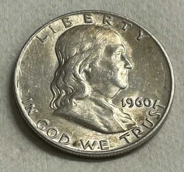 1960-D Franklin Half Dollar AU Some Toning Silver