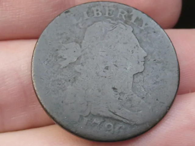 1796 Draped Bust Large Cent Penny- S-97 R3, Die Cud