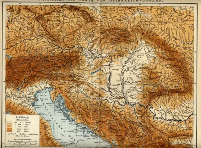 1902 = REGNO AUSTRO-UNGARICO fisica = Antica Mappa = OLD MAP
