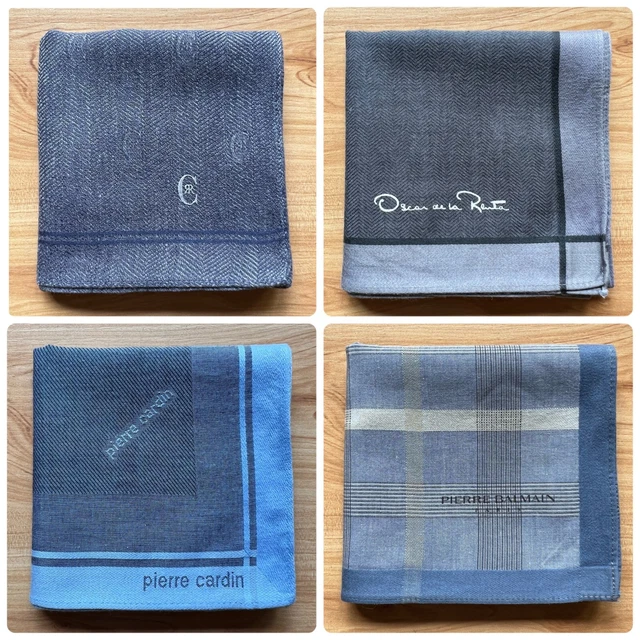 Lot Of 4 Vintage Handkerchief Men's Art Striped Pocket Square Cotton 18"