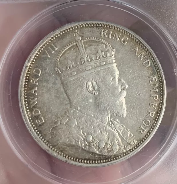 1904 Straits Settlements Silver Dollar Coin ANACS AU55