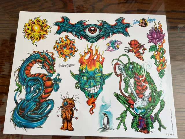 (Lote 23) Hoja de papel de arte flash tatuaje vintage William Webb II 2002