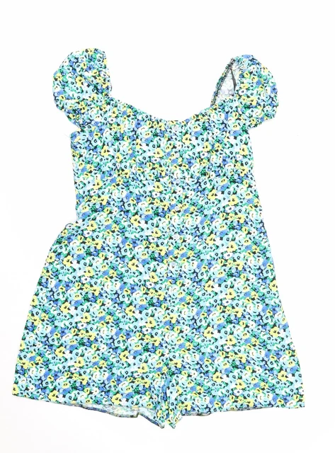 Tuta da donna blu George geometrica viscosa pezzo unico taglia 16 con bottoni