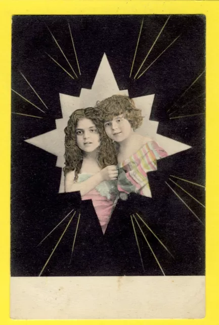 Poskarte Old German Postcard YOUNG GIRLS Frizzy hair JEUNE FILLES Frisés MÄDCHEN