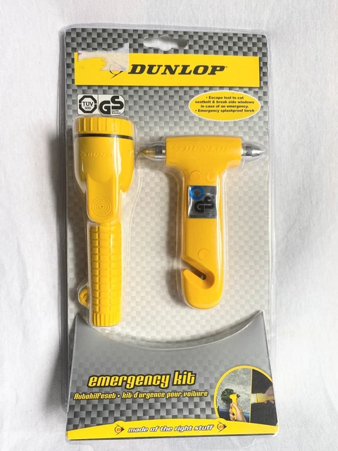 Dunlop 303910 Car Aid Kit Emergency Hammer Belt Cutter Splashproof Torch