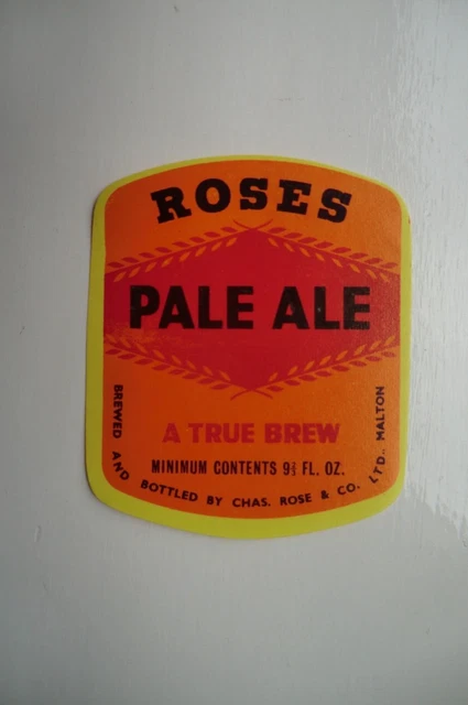 CHAS ROSE MALTON PALE ALE 9 2/3 fl oz BREWERY BEER BOTTLE LABEL