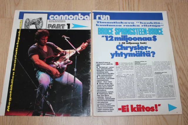 BRUCE SPRINGSTEEN 4pgs article clippings from Finnish magazine SUOSIKKI 1987.