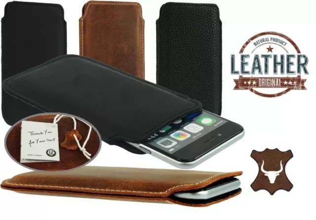 Slim Pocket Case Cover Handmade Of Genuine Leather Sleeve Pouch For Mobile Phone