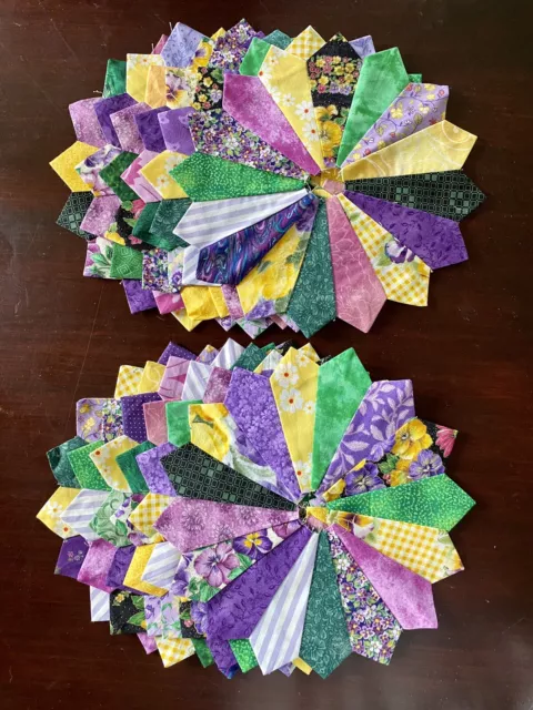 12 Dresden plate quilt blocks in spring colors