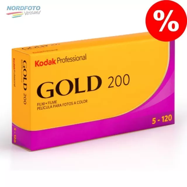 KODAK Gold 200 Negativ-Farbfilm, 120 Rollfilm 5 Stück