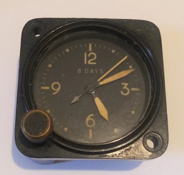 WWII WALTHAM US Military Aircraft 8 Days Clock AN57432 Runs! 220.00