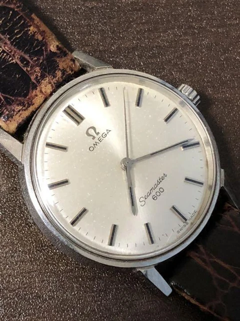Omega Seamaster 600 Vintage Argento Rotondo Quarzo Orologio da Uomo Autentico