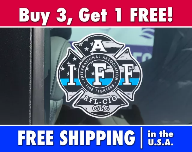 IAFF Sticker Firefighter Decal Bumper Sticker, IAFF Thin Blue Line Sticker