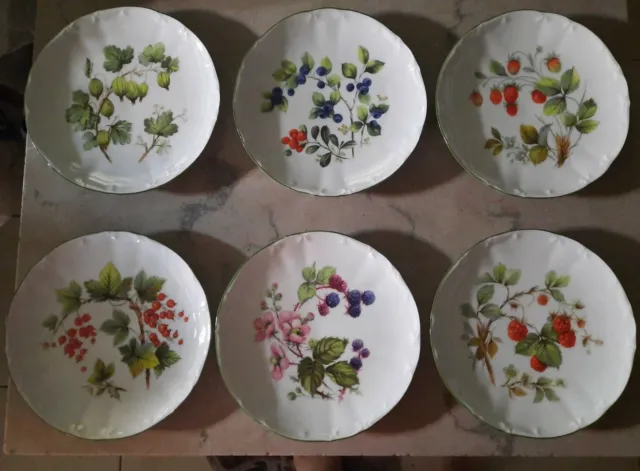 Set of 6 Vintage BAREUTHER WALDSASSEN Bavaria Germany China Fruit Dessert Plates