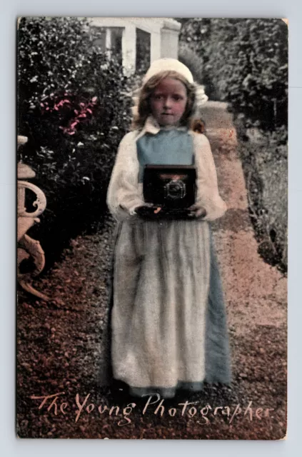 The Young Photographer Scottish Girl Large Format Camera Tayport Postcard