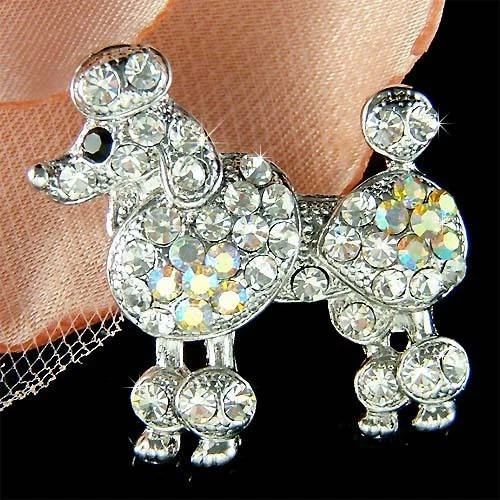 broche chien caniche blanc – Bijoux Pavone