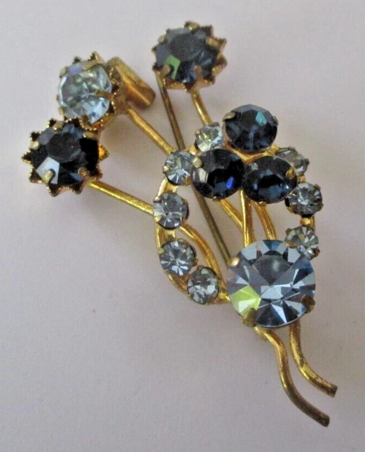 Broche Ancienne Vintage Or - Sertie De Saphirs Et Diamants Fantaisie - État Superbe