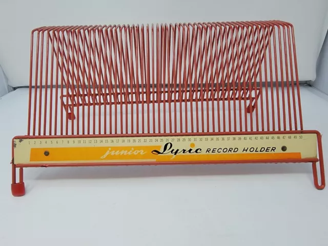 Vintage Lyric Junior Record Album Holder Display 45 33 Audio Rack Orange Red