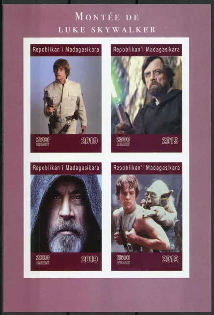 Star Wars Stamps Madagascar 2019 MNH Luke Skywalker Mark Hamill Yoda 4v IMPF M/S