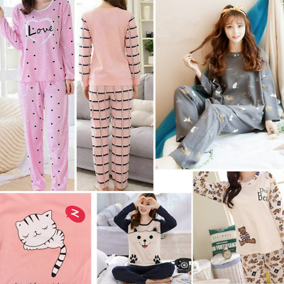 Ladies Womens Pyjamas pj Set Long Sleeve Top Nightwear LoungeWear Pajamas Pyjama