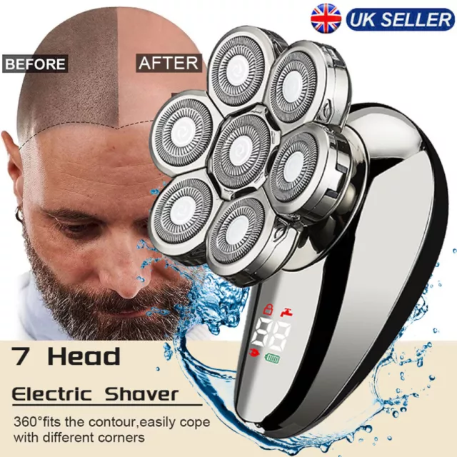 Electric Shaver 7 Head 7D Razor Bald Beard Hair Skull Trimmer Beard Remover Men！