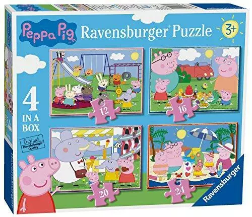 Neuf Ravensburger Peppa Pig 4 IN A Boîte (12, 16, 20, 24pc) Jigsaw Puzzles