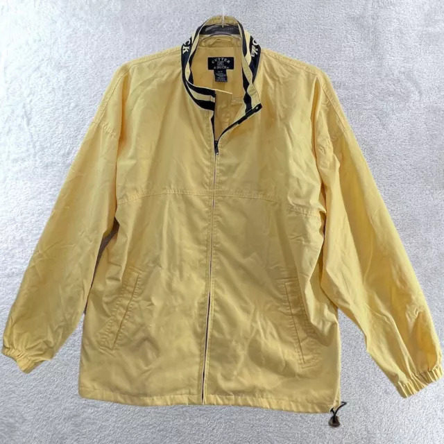 CUTTER & BUCK Golf Jacket Womens Medium Vintage Yellow Full Zip Windbreaker