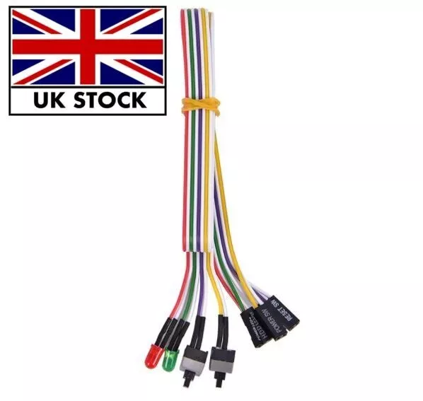 Power Cable On Off Push Button ATX Computer Reset Switch Wire 65cm w LED