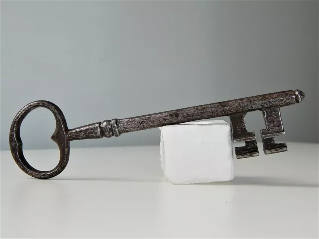 5.3/4"  Antique French Large Key Made 18th Century, Castle Lock,Hand Forged,#20 2