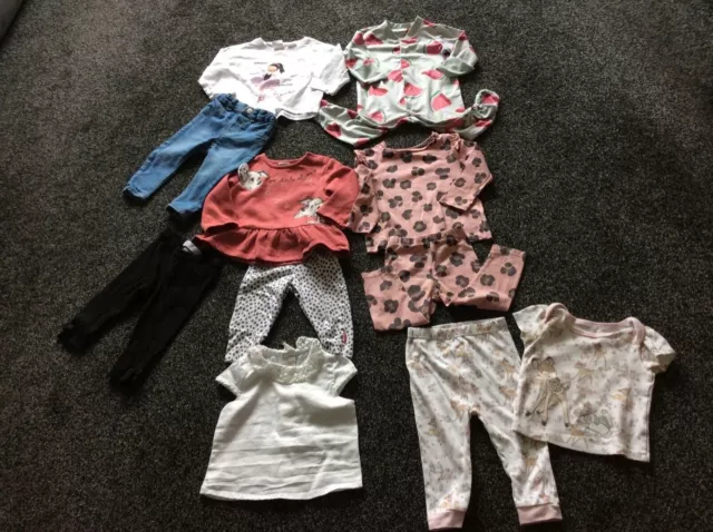 Baby Girls Assorted Clothes Bundle Age 6-12 Months leggings outfits sleepsuit