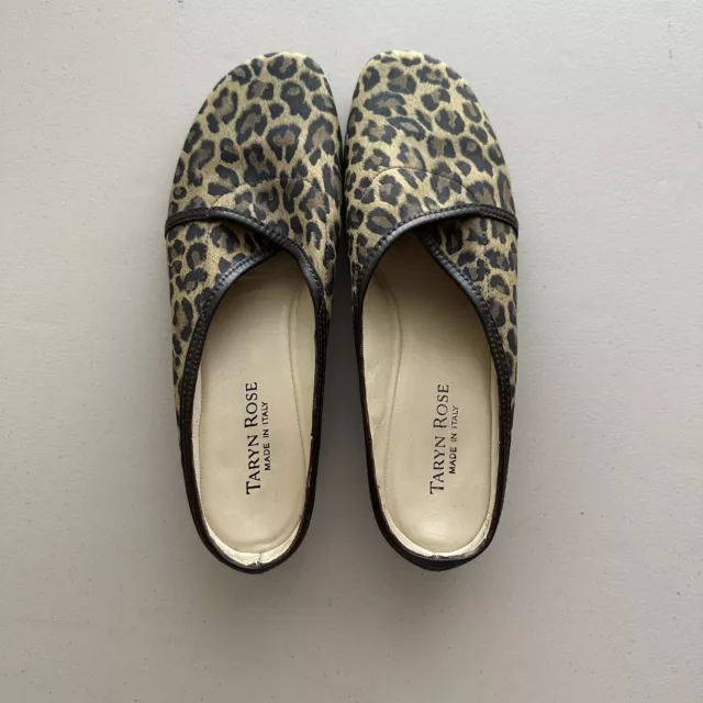 Taryn Rose Italian Leopard Mule Slide On Clog Shoe Womens Size 39.5M