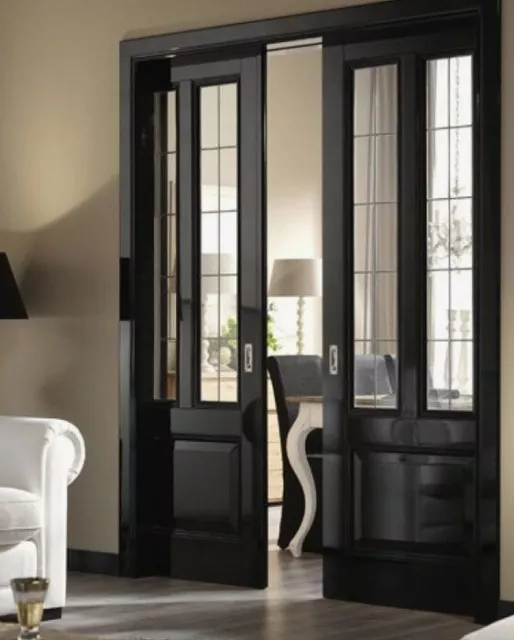 Pocket Doors with   Leaded Glass panels  Wow