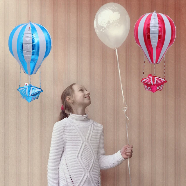 2 Pcs Aluminum Foil Balloon Baby 3D Hot Air Balloons Party Decorative