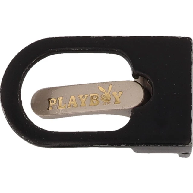 Ceinture Playboy Vintage Noir Cuir Avec Boucle Tête De Lapin Strass - Taille M (102 Cm), Largeur 4 Cm, Neuf Sans étiquette