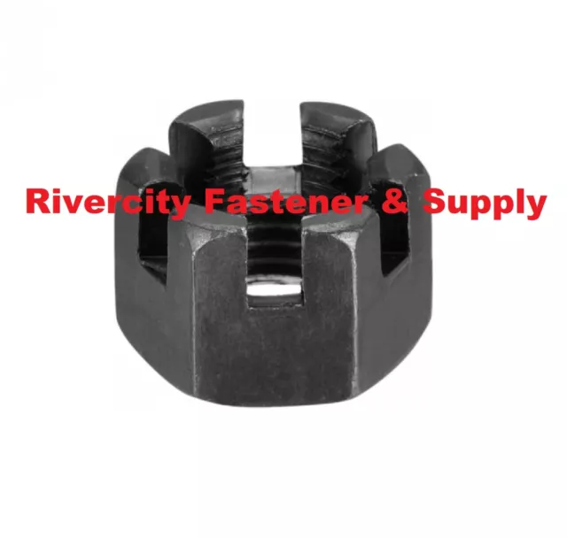 (10) 3/4-10 Slotted Hex Castle Nuts Grade 8 Lock Nut 3/4x10 Black Nut