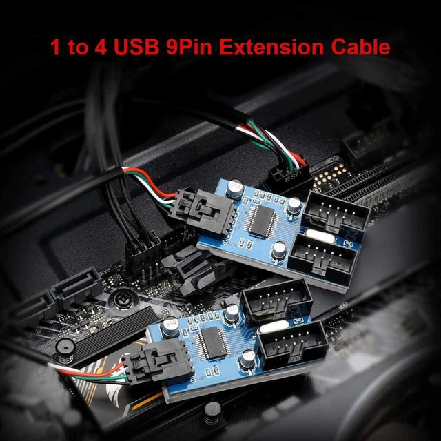 Krytavo Hub USB 2.0 Interno 9 Pin - 1 A 4 Porte, Prolunga 30 Cm Per Scheda Madre