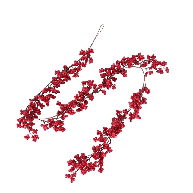 5,9 pies Navidad rojo Berry guirnalda künstliche Borgoña rojo pip Navidad N8Z1