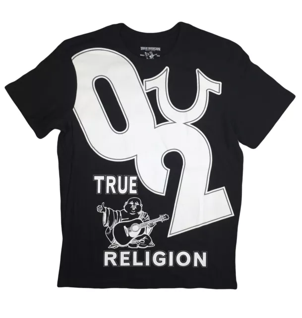 True Religion Graphic Tee Crewneck T-Shirt 02 Buddha Horseshoe Black Men's S