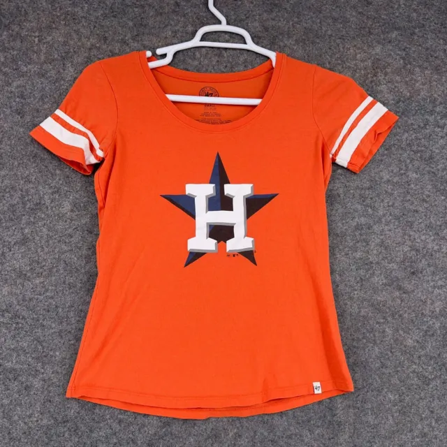 Houston Astros Shirt Womens Small Orange Short Sleeve MLB Baseball '47 Brand