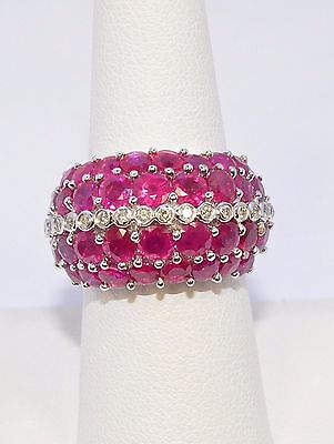 2583-14Kt White Gold Ruby And Diamond Dome Ring Approx 7.55Tcw 12.88Grams Sz 7